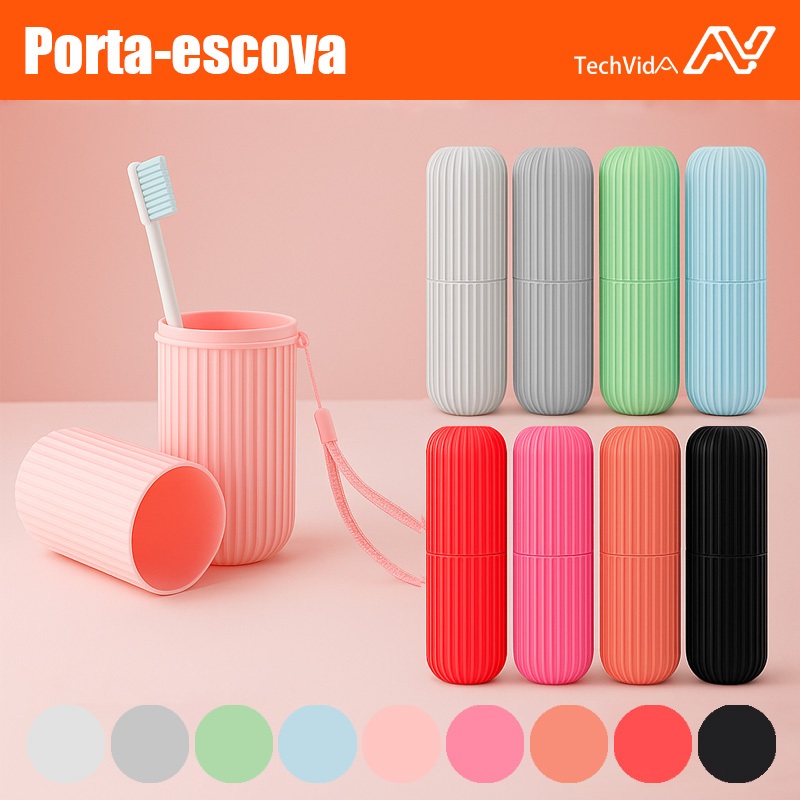 Estojo Porta Escova e Pasta de Dente Plástico Multiuso para Viagem Portátil Compacto Colorido