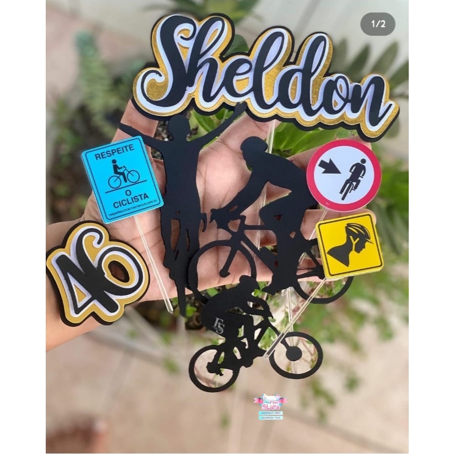 Topo/topper  de bolo Bicicleta Personalizado