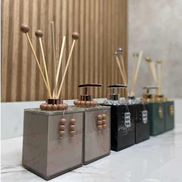 Saboneteira e Aromatizador Efeito Mármore 250ml - Porta Sabonete Liquido Decorativo em Oferta na Shopee