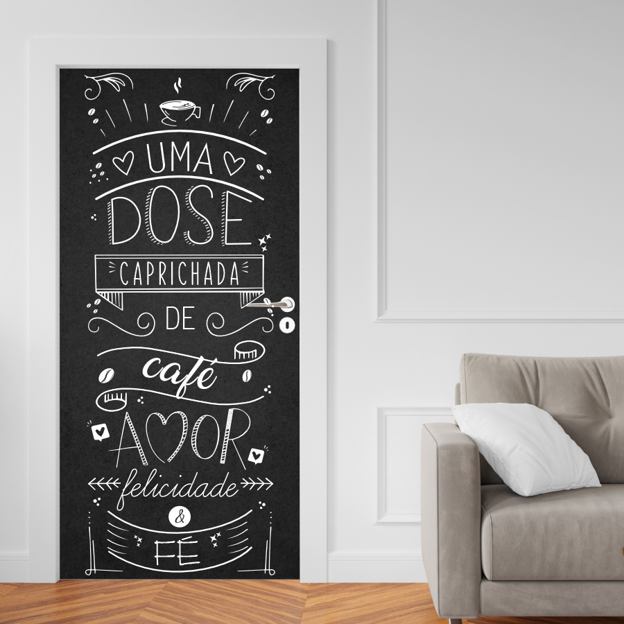Adesivo de Porta Madeira Vidro Decoração Revestimento Papel de Parede - LETTERING 4 - 0105X