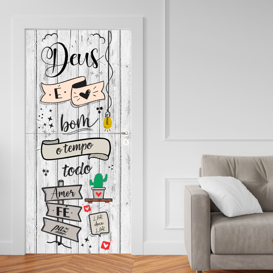 Adesivo de Porta Madeira Vidro Decoração Revestimento Papel de Parede - LETTERING 5 - 0106X