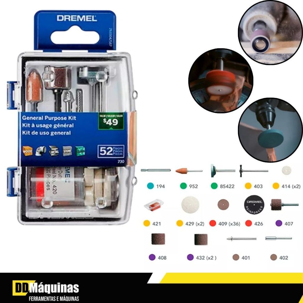 Kit De Acessórios P/ Micro Retífica 52 Pçs 26150730AA - Dremel