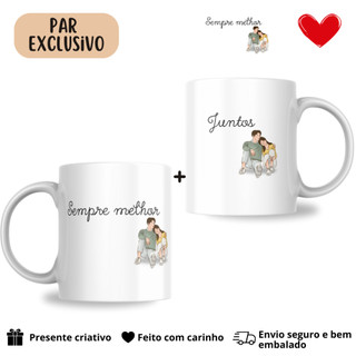 Kit Canecas Casal Personalizadas – Presente Criativo Dia dos Namorados – 2 Unid. 325ml