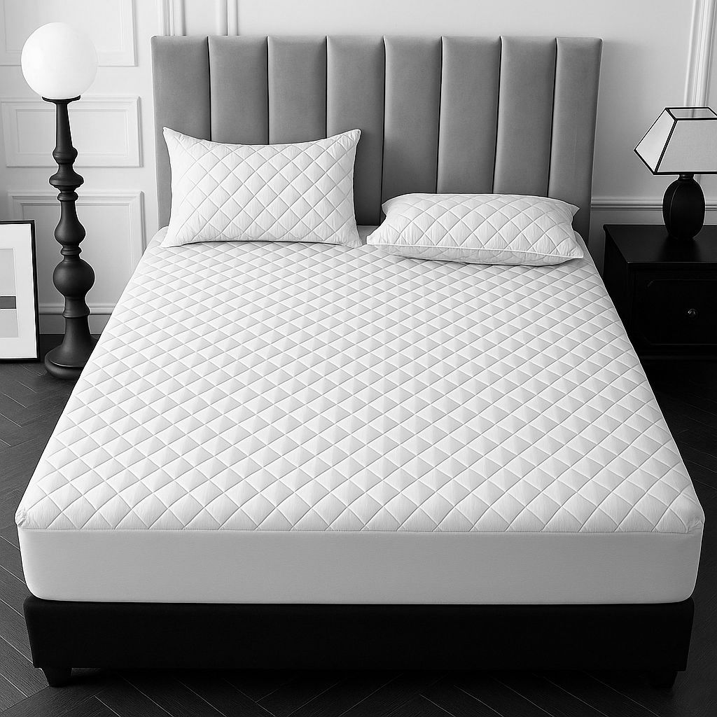 lençol protetor ajustável macio e impermeável decorativo avulso para colchão solteiro, casal, queen em Oferta na Shopee