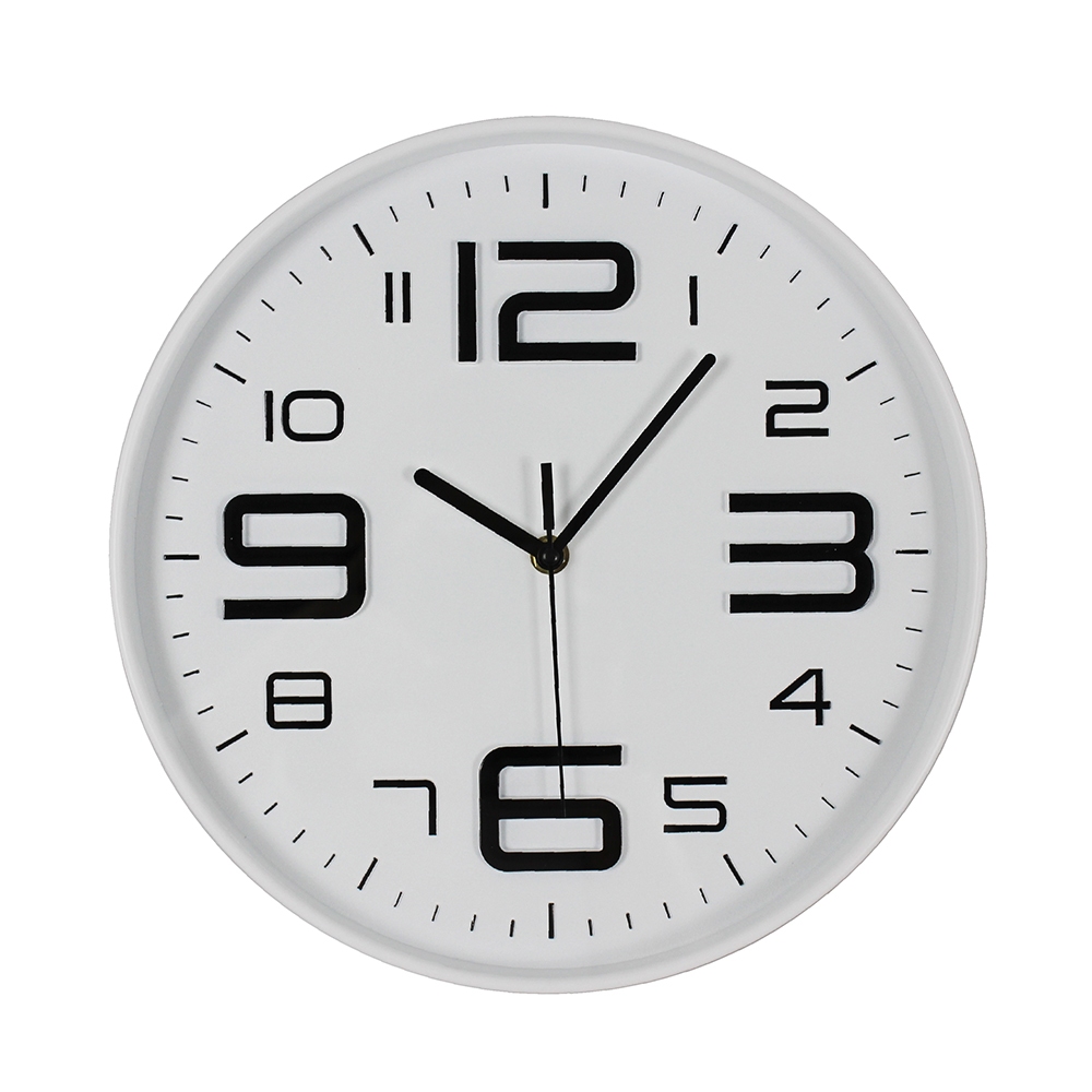 Relógio de Parede Redondo Branco com Números Grandes - 29cm - Home & Living