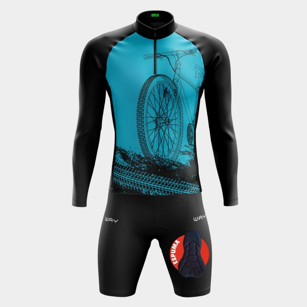 Kit Ciclismo Masculino Conjunto Camisa Pro Roupa Short Bermuda Forro Espuma Confortável Uva50  Bike
