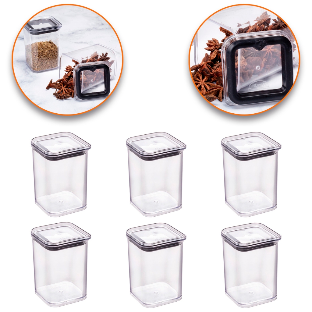 Jogo 6 Peças Potes Herméticos Kit Porta Condimentos Temperos Plasútil Acrílico Empilhável 160 mL em Oferta na Shopee