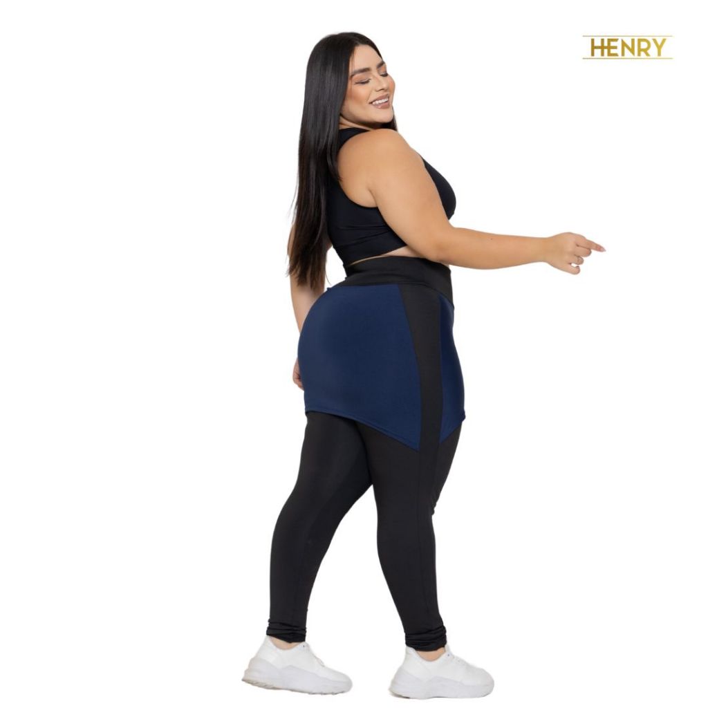 KIT 2 Calça Legging Academia Feminina Fitness com Saia Tapa Bumbum Zero Transparência Suplex Premium