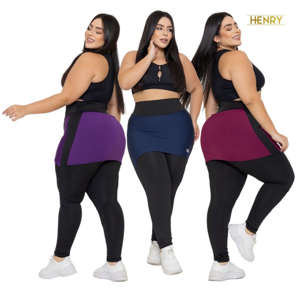 Kit 2 Calça Legging Feminina Roupa de Academia com Saia Moda Fitness Tapa bumbum PLUS SIZE G1 G2 CURVE