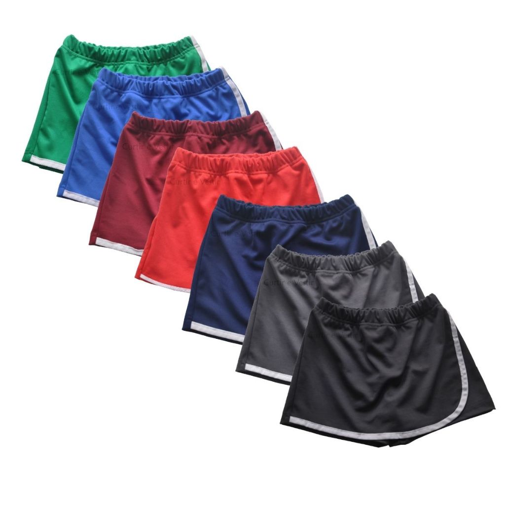 Kit 2 Shorts Saia Juvenil Uniforme Escolar helanca 10 ao 14