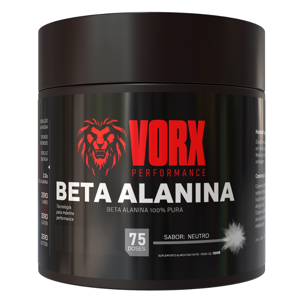Pré Treino Beta Alanina 150g Aminoácido Beta Alanina Pura Vorx - Melhora a Carnosina - Força - Explosão - Beta Alanine