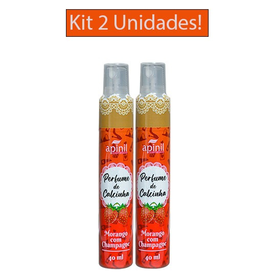 KIT 2 Unidades Perfume de Calcinha MORANGO COM CHAMPAGNE 40mL APINIL