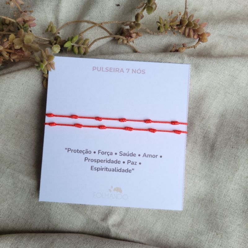 Par de Pulseira 7 Nós com Fecho Deslizante Discreta Proteção em Oferta na Shopee