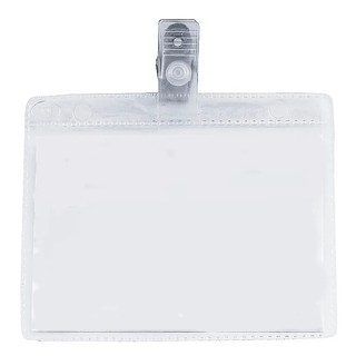 Kit Crachá Com Grampo Porta Identificação Plástico Proteção Clips Presilha Jacare Horizontal