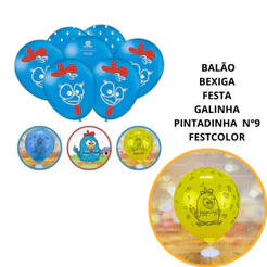 25~125 BALÃO BEXIGA FESTA GALINHA PINTADINHA n°9 FESTCOLOR (CHOCO)