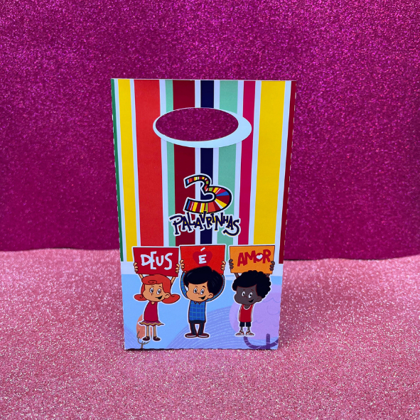 Sacolinha personalizada para lembrançinha de aniversário 3 palavrinhas (PEGUE E MONTE)