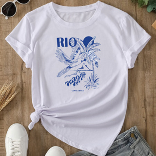 Blusa T Shirt Feminina estampa Rio Copacabana Estampada 100% Algodão em Oferta na Shopee