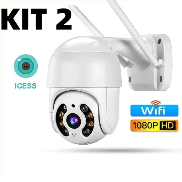 KIT  Câmera Segurança Wifi Smart IP ICSEE A8 Áudio Infravermelho Sem Fio Casa-MOBY