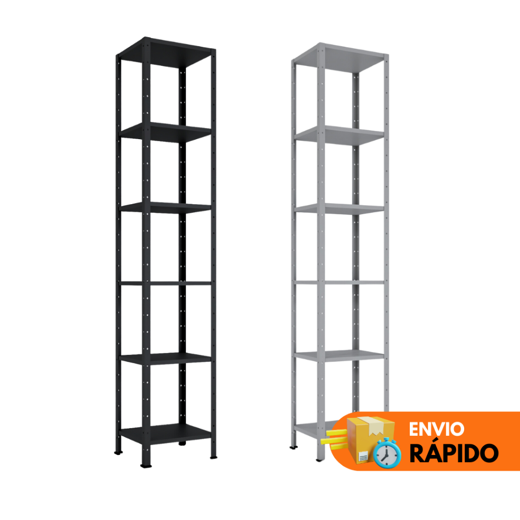 Estante Prateleira Aço Ferro Multiuso 6 Prateleiras 204cm X 40cm - Organização Casa - Preto - Cinza em Oferta na Shopee