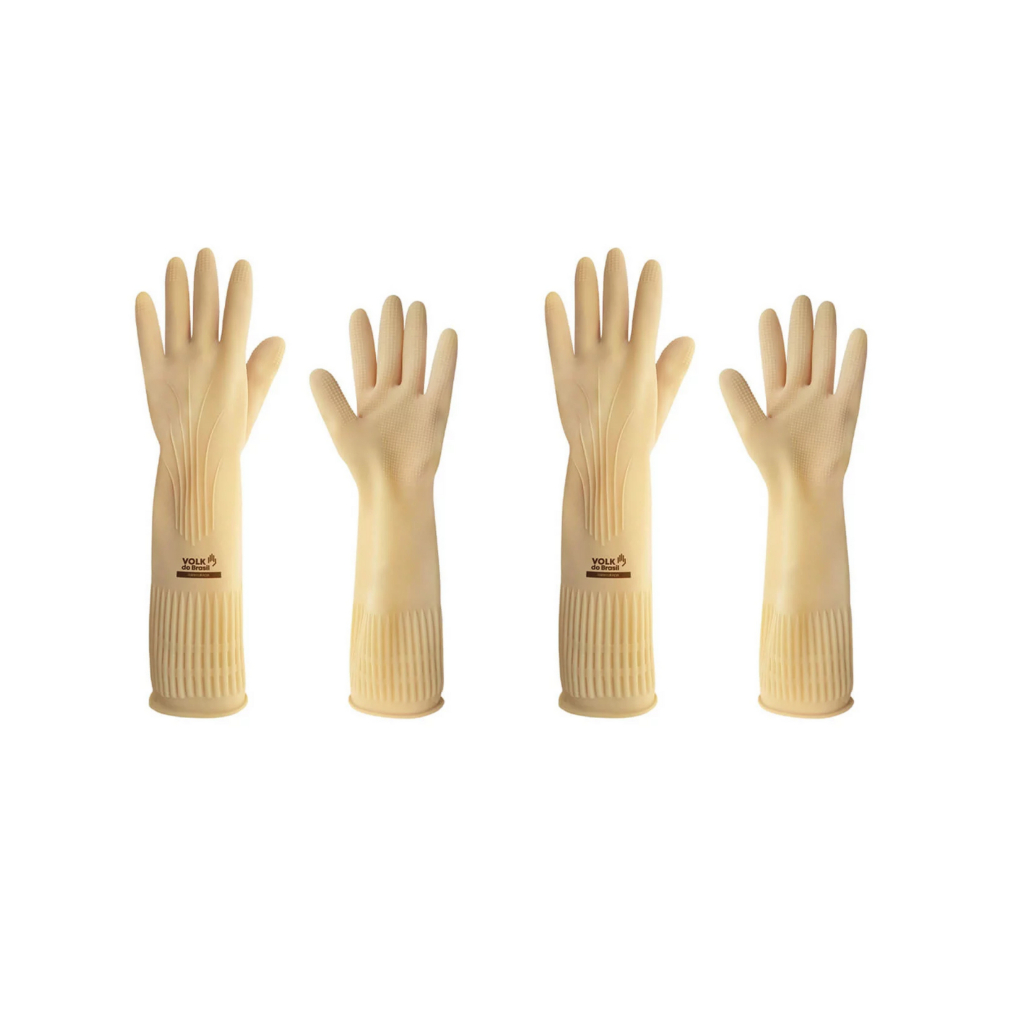 Kit 2 Luvas Ranhurada Antialérgica Longa Resistencia Antiderrapante Pet Shop Multiuso Limpeza Cozinha
