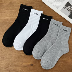 Kit 10 Pares de Meias Algodão Premium Cano Médio Polo Star Sortida