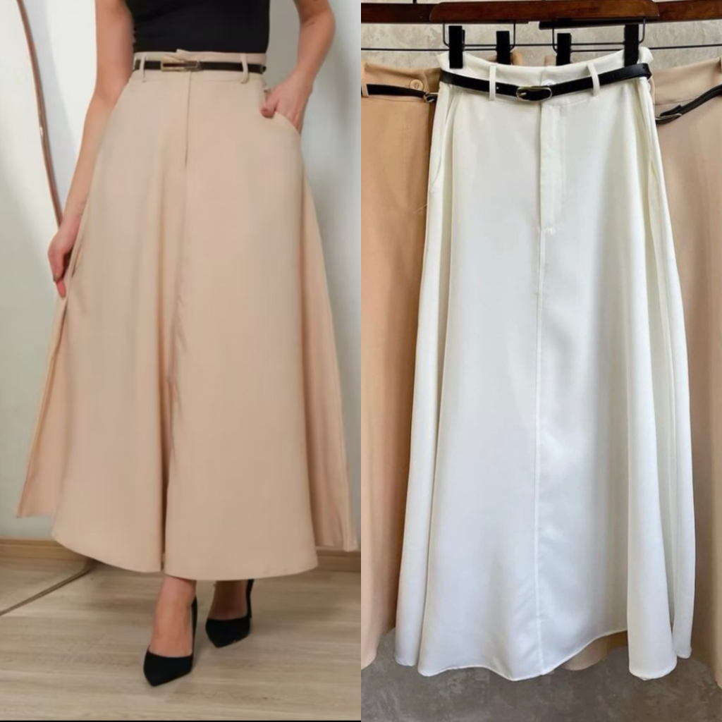 Saia Longa Feminina Moda Evangélica Alfaiataria Casual Cintura Alta em Oferta na Shopee