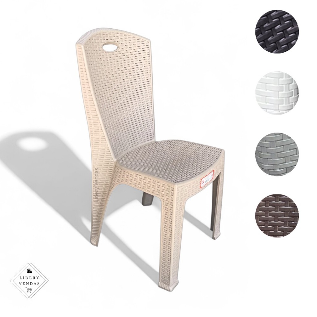 Cadeira de Plástico Reforçada sem Braço Rattan Jardim Poltrona Branca Preta Bege Cinza Marrom Lanchonete em Oferta na Shopee