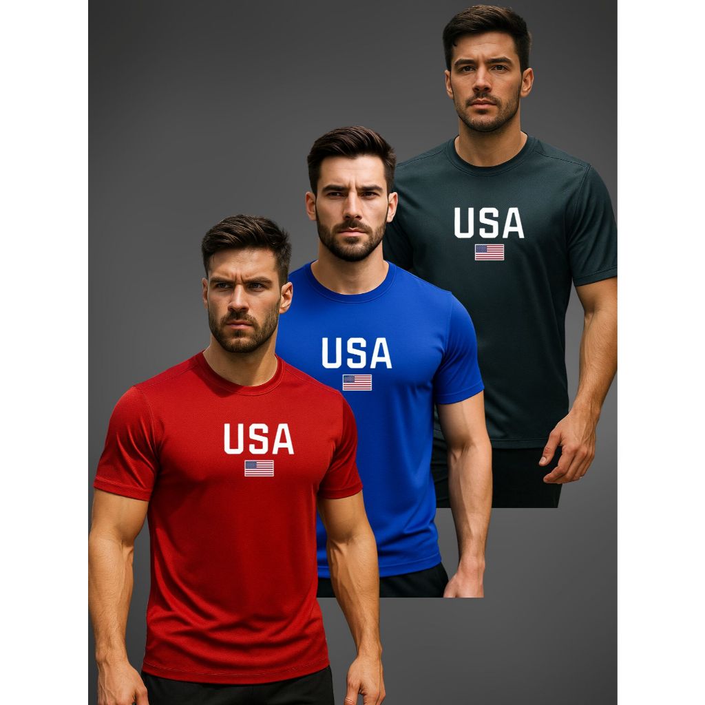 Kit com 3 Camisas Dry Fit USA 01 Ultra Fit Para Treino Academia e Esportes e Corridas em Oferta na Shopee
