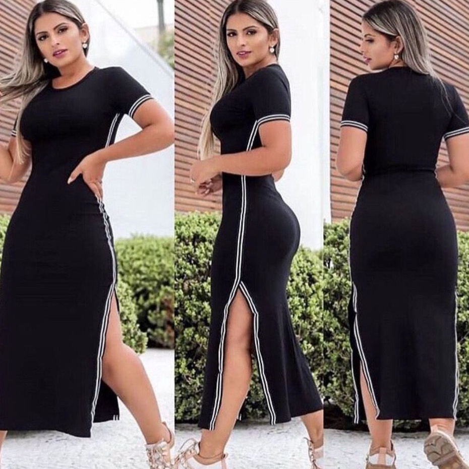 vestido midi tubinho canelado DIVERSAS CORES