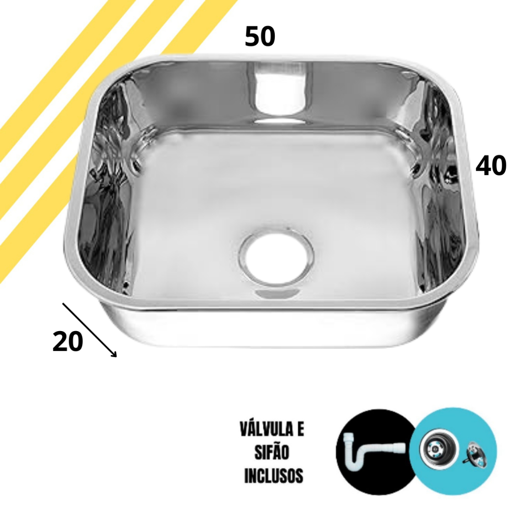 Cuba Pia Inox Industrial 50x40x20 Polida - Tecnocuba