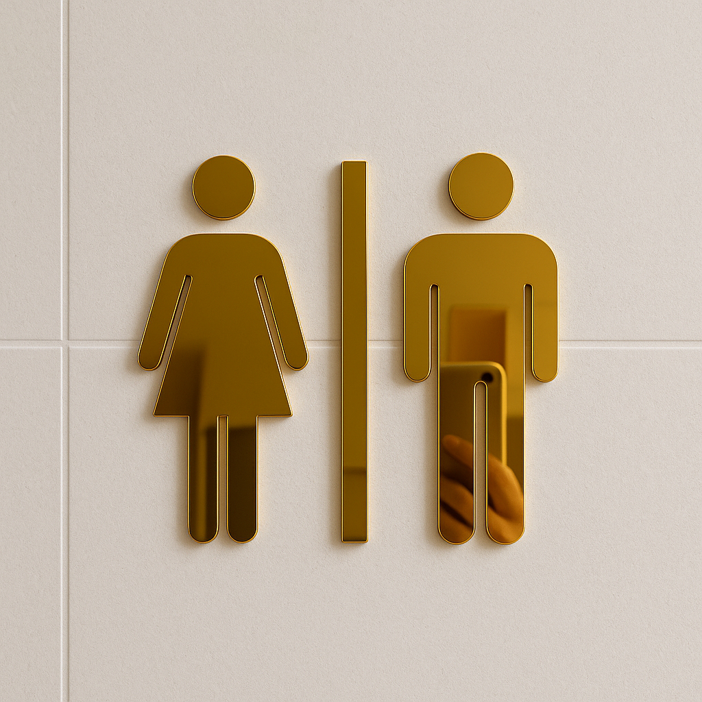 Placa Banheiro Sinalização Acrílico  Masculino Feminino em Oferta na Shopee