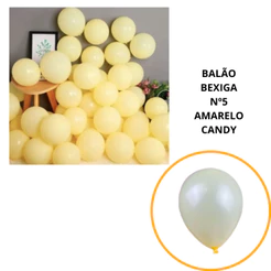 50~250 BALÃO BEXIGA Nº5 AMARELO CANDY CORES PASTEL (CHOCO)