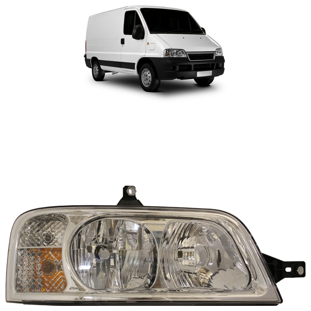 Farol Ducato 2005 2006 2007 2008 2009 2010 2011 2012 2013 2014 2015 2016 Máscara Cromada Foco Duplo - Spare Parts and Accessories for Vehicles