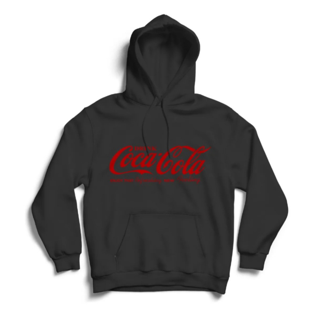 Blusa de Frio Moletom Grosso Flanelado Coca-Cola Casaco Estilo Abrigo Canguru Bolso Capuz Modelo Premium Unissex