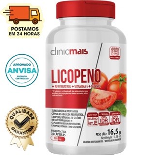 Licopeno + Resveratrol + Selênio + Vitamina E - 30 Cápsulas 550mg - Clinicmais em Oferta na Shopee