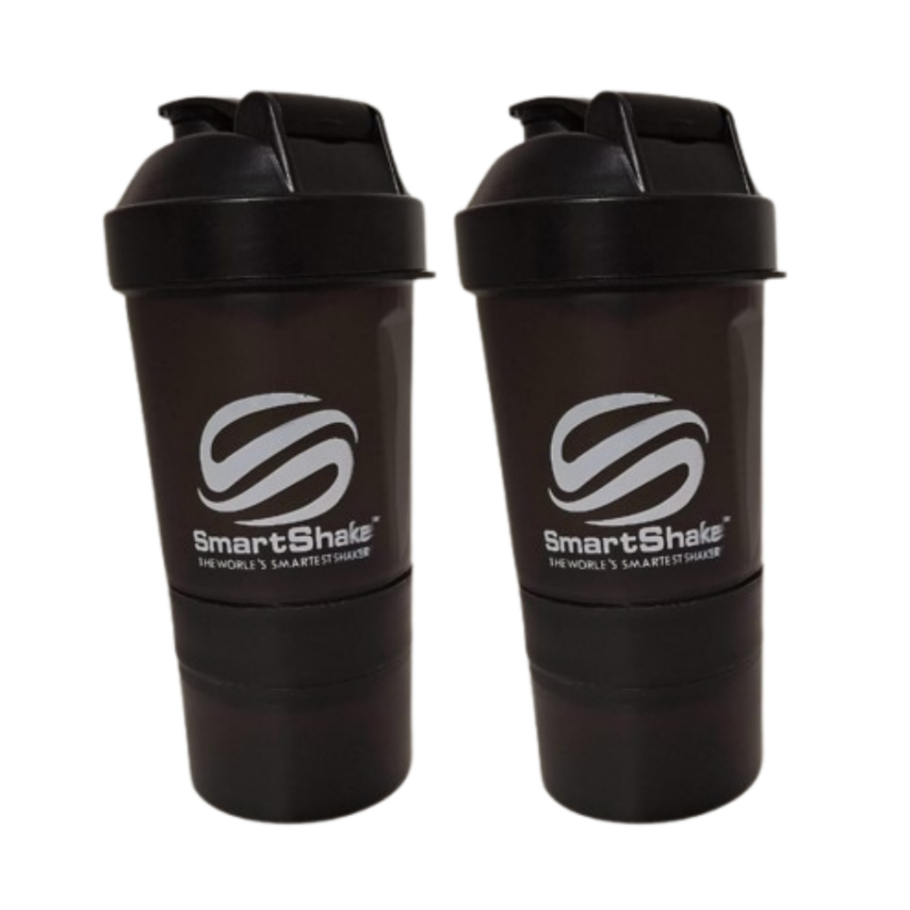 Kit com 2 Garrafa Coqueteleira Shaker Fitness 400ml com Divisórias