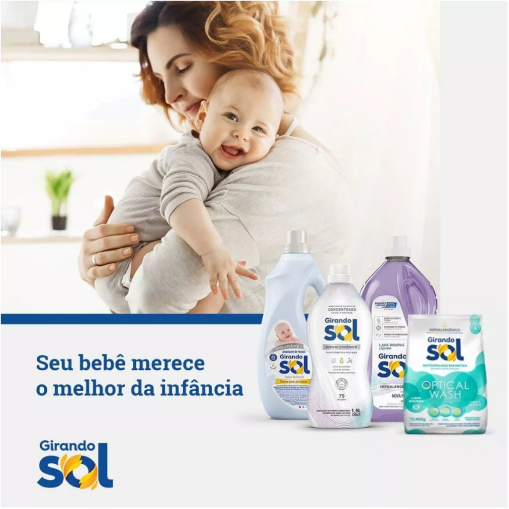 Detalhes do Kit 3 Amaciante Girando Sol Coco E Baunilha Concentrado 1,5L - Rende até 75 Lavagens Cada
