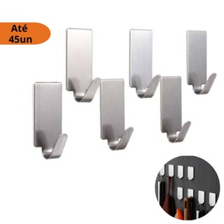 Kit Até 45 Ganchos Adesivos de Aço Inox Fixação Forte e Sem Furos em Oferta na Shopee