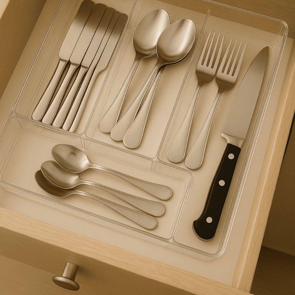 Organizador de Talheres para Gaveta com 5 Divisórias Cozinha Organizada Multiuso