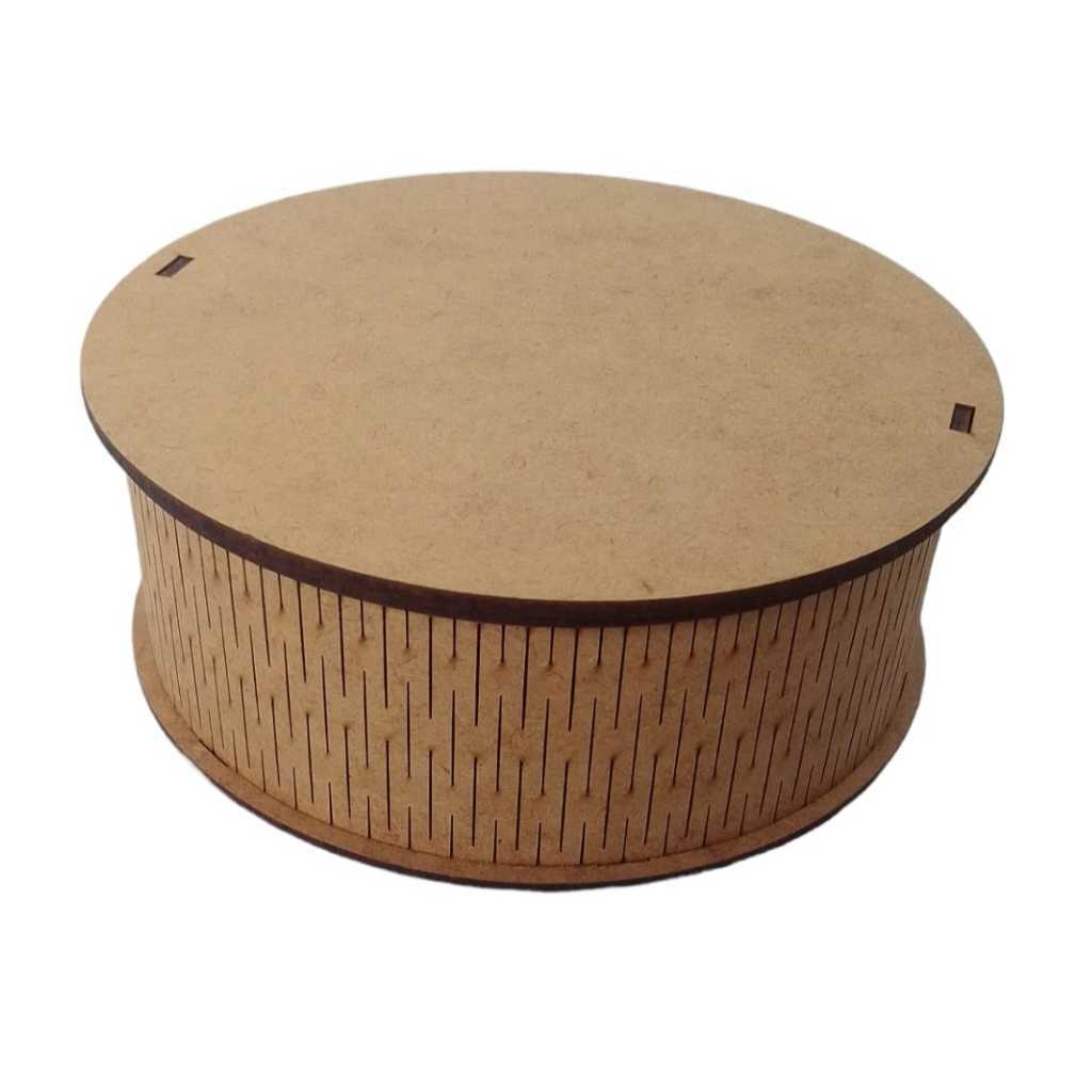 5 Caixas Redonda Lisa 15x15x5 Madrinha Padrinho Casamento MDF Crú Capricho