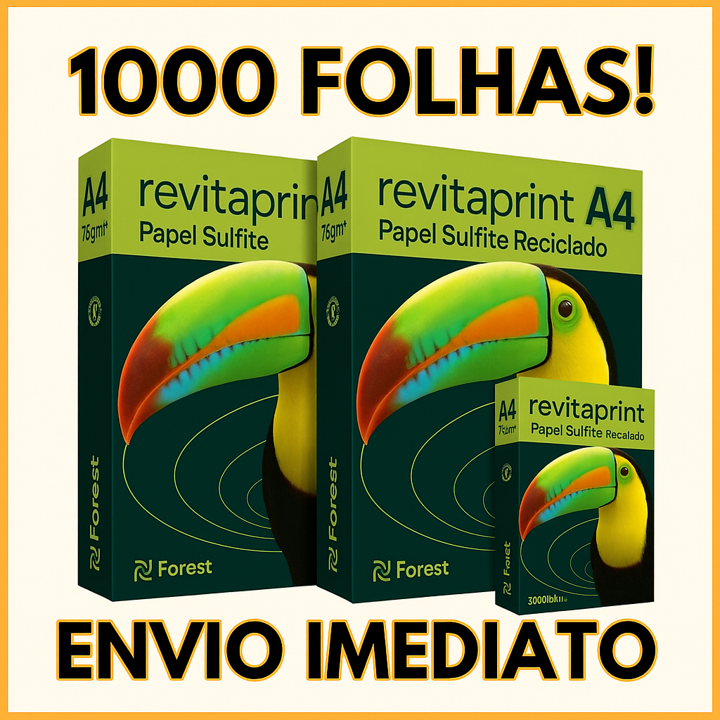 Kit - 2 Pacotes Papel Sulfite A4 Resma Com 500 Folhas Multiuso Total 1000 Folhas