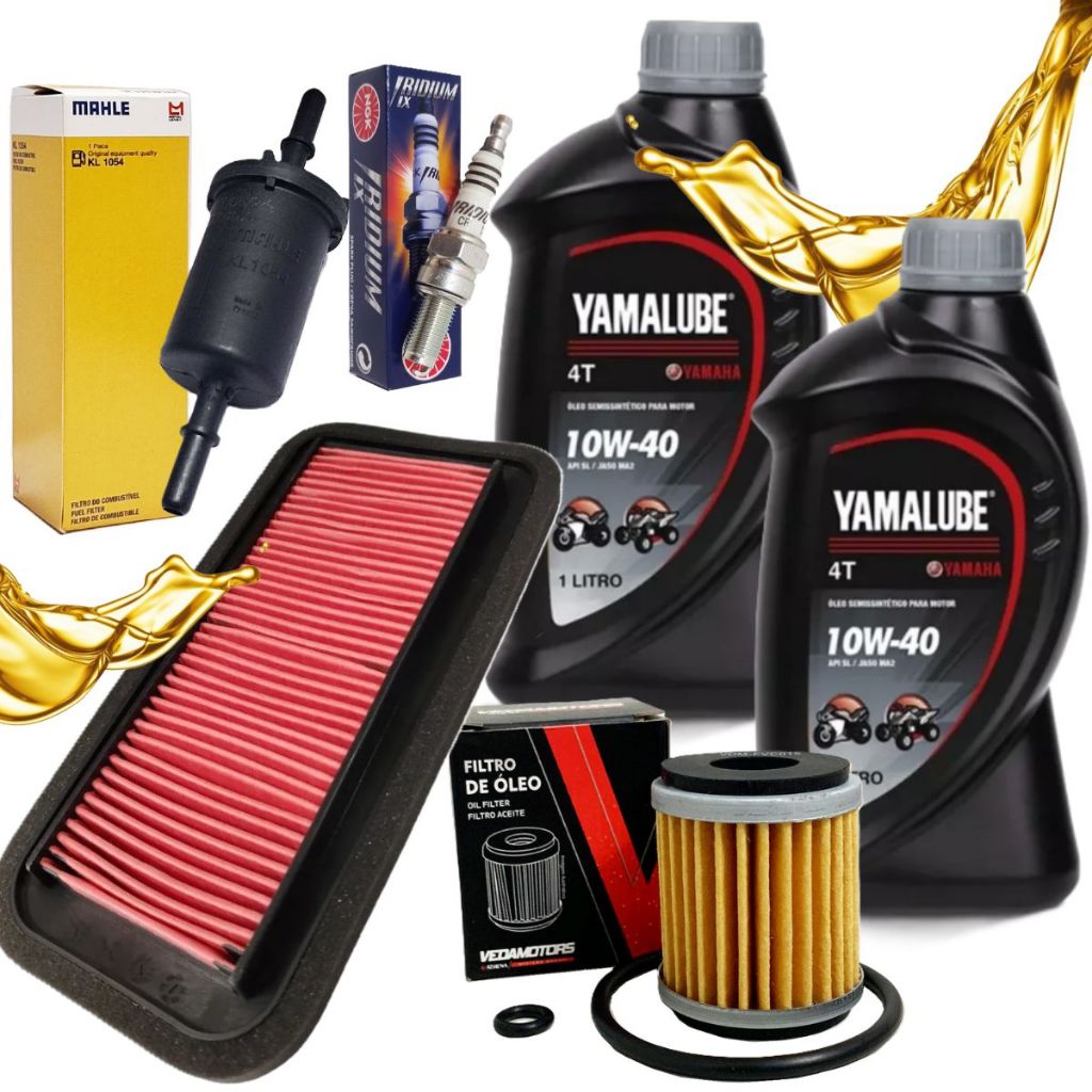 Kit Revisão Fz25 250 Abs Fazer 250 2018-2024 Óleo Yamalube 10w40 + Filtros + Vela Iridium Ngk em Oferta na Shopee