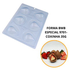 1~4 Formas bwb com silicone (3 partes) para chocolate cod 9701 - Coxinha 35g (CHOCO)