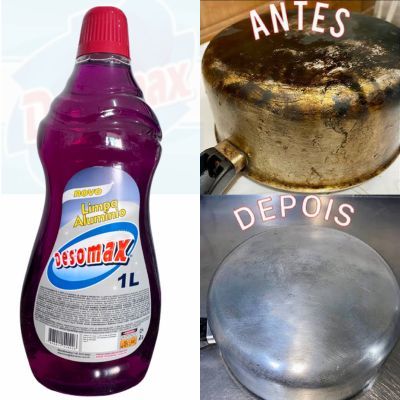 Limpa Alumínio Desomax 1 Litro Forte Panela limpeza pesada concentrado Profissional em Oferta na Shopee