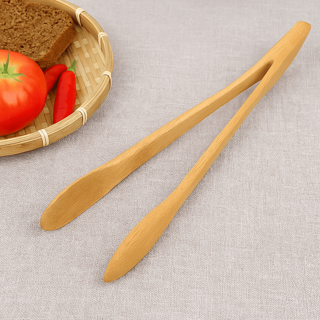 Pegador de Bambu Natural para Salada Legumes Utensílio Doméstico Cozinha Acessório Multius...