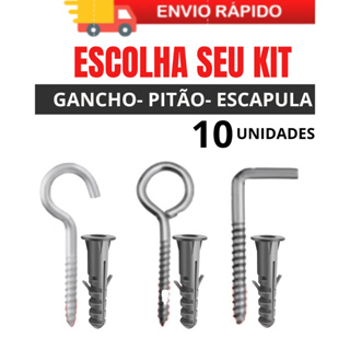 Gancho Parafuso Pitão Zincado com Bucha Escápula com Bucha 6mm 8mm 10mm Para Parede em Oferta na Shopee