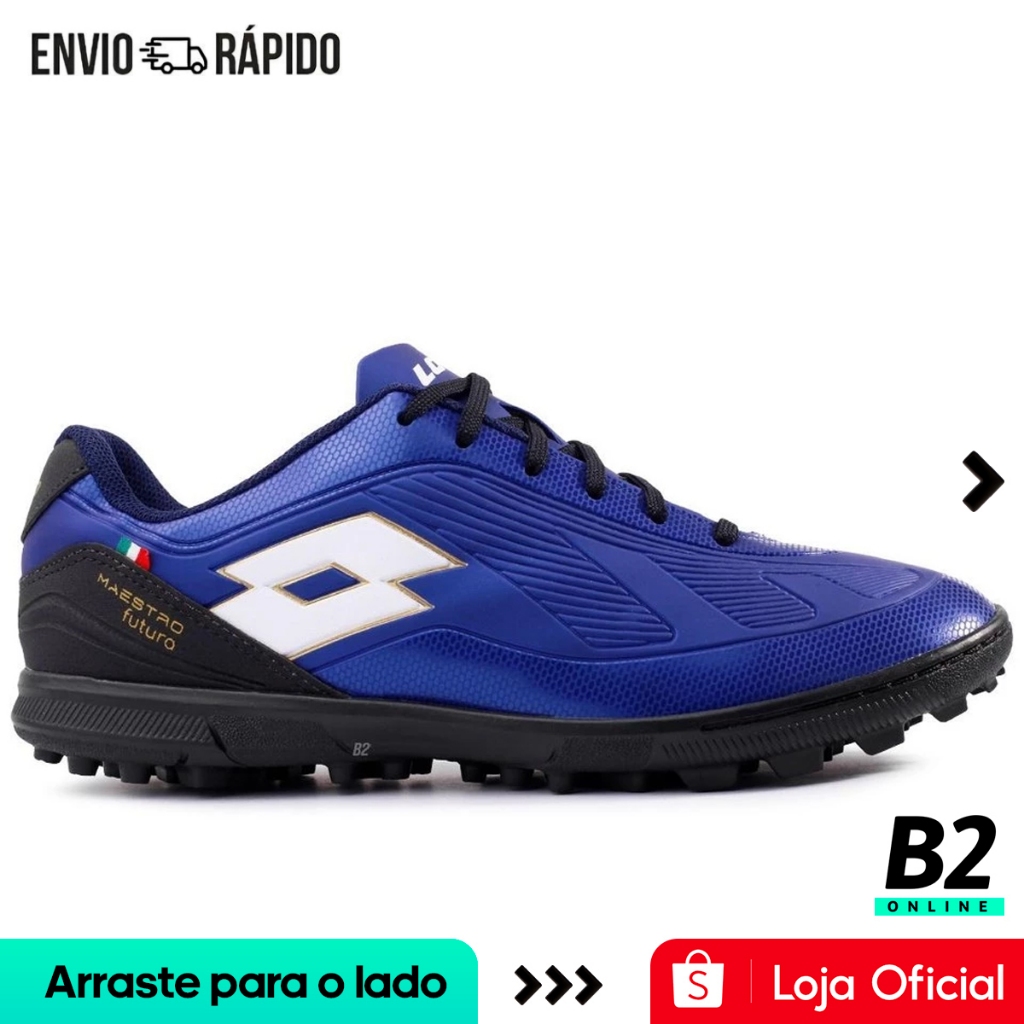 Chuteira Society Lotto Maestro Futura B700 Masculina Azul Original Com Nota Fiscal e Garantia