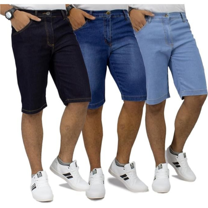 Kit 3 Bermudas Jeans Masculina c/Elastano Premium COM VARIAÇOES ENVIO IMEDIATO