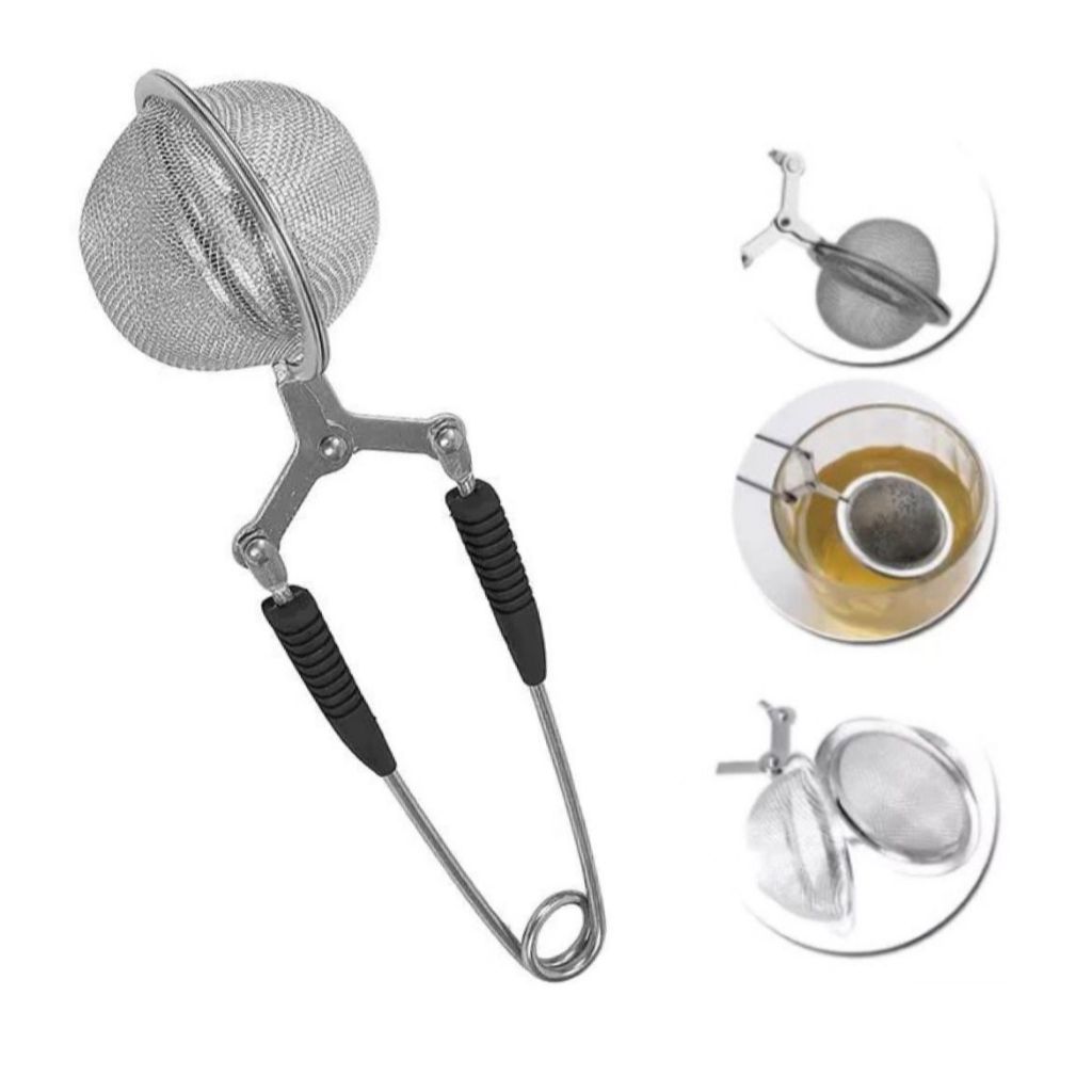 Infusores Infusor De Chá 16cm Metal Coador E Peneira Dupla De Ervas Multiuso Universal Esfera Pinça