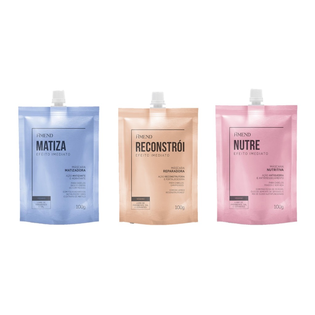 Amend Kit Efeito Imediato Máscara Matiza + Reconstrói e Nutre 100g